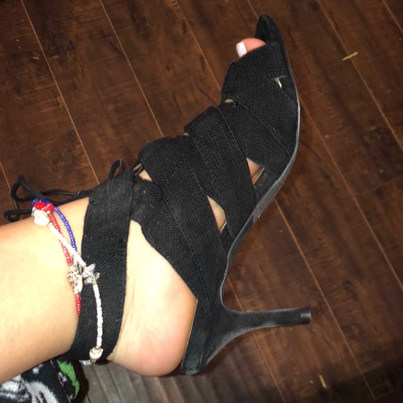 Black Strappy Heels - Picture 2 of 2
